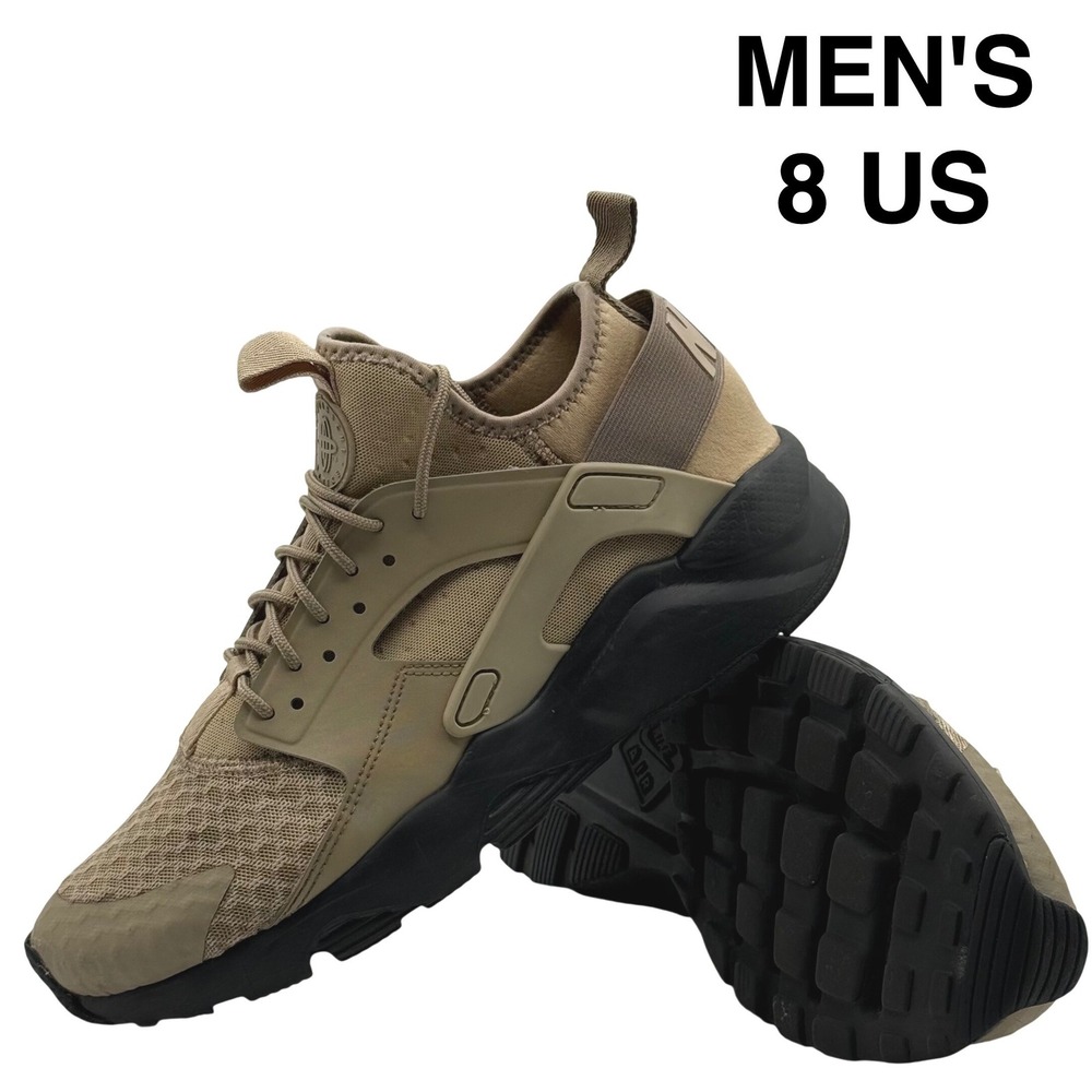 Nike Air Huarache Run Ultra Men's Size 8 Khaki Tan Black Sneakers 819685-201
